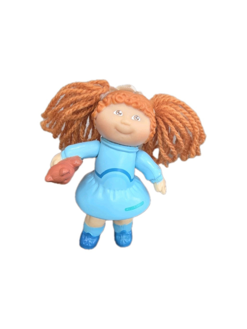 VTG 1984 Cabbage Patch Kids Doll Orange Yarn Hair Blue Dress Figure Toy Retro